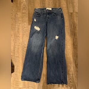 Vintage Low Rise Baggy Hollister Wide Leg Jeans in Distressed Denim Womens 0/25R